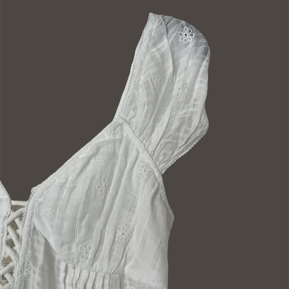 NWT By Anthropologie Cap-Sleeve Lace-Up Babydoll Dress  Size MP - Picture 7 of 13